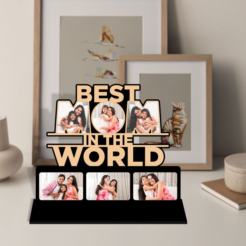 Best Mom in the World cutout wooden photo frame Customized With Your Memorable Photos Mothers Day Gift For Mom | Birthday Gift For Mom